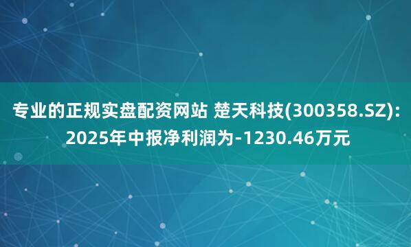 专业的正规实盘配资网站 楚天科技(300358.SZ): 2025年中报净利润为-1230.46万元