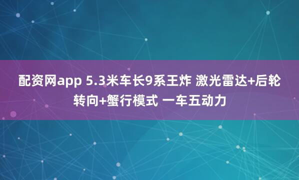 配资网app 5.3米车长9系王炸 激光雷达+后轮转向+蟹行模式 一车五动力
